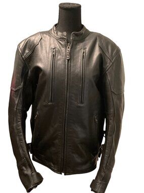 Street & Steel Men’s Leather Motorcycle Jacket w/ Armor –Black size L